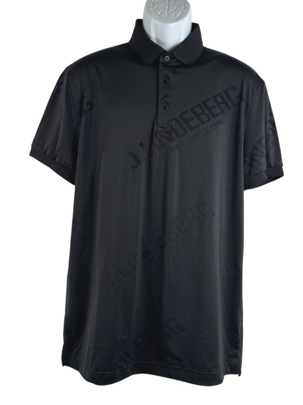 J. Lindeberg Polo Shirt Mens Large Black Short Sleeve Golf Stretch TP-3845